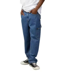 Jeans en denim à coupe régulière, taille mi-haute, couleur personnalisée, pantalon de skate, hommes femmes, vente en gros, personnalisé - Product Image 1