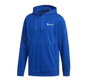 Vente en gros Sweats à capuche décontractés pour hommes avec logo personnalisé Pull uni unisexe de couleur bleue Sweatshirts surdimensionnés en coton épais - Product Image 2