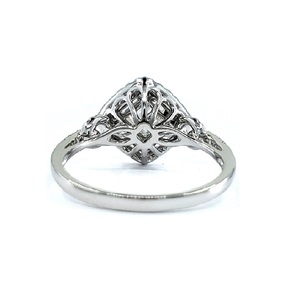 Bijoux fins, alliances classiques pour femmes en or blanc massif 18 carats avec diamants naturels ronds et baguette, grappe fine - Product Image 3