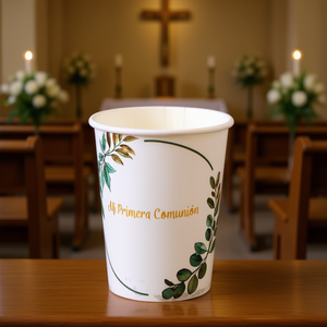 Gobelets en papier pour la communion, design floral élégant, 12 pièces par sac, fournitures pour événements religieux - Product Image 3