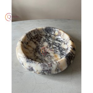 Bol de service alimentaire en marbre Style japonais fait à la main forme ronde aspect attrayant table mariage et fêtes bol de service fournitures - Product Image 1