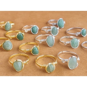 Gold and Silver Plated Fashion <b>Rings</b> with <b>Green</b> Stone for Trendy Retail Displays - Product Image 3