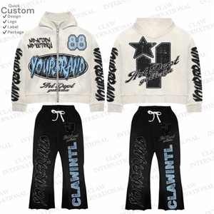 Chándales recortados desgastados lavados Vintage moda 100% algodón Terry Spray Stringless Kangaroo Pocket ODM Supply - Product Image 4