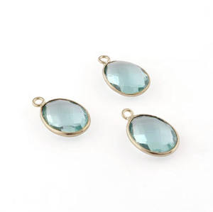 Aguamarina Cuarzo Piedra preciosa Forma ovalada Plata de ley Oro Vermeil Rodio Plateado Bisel Set 10x14mm Colgante de encanto de moda - Product Image 2