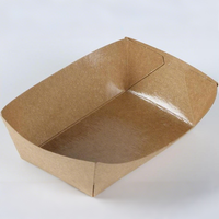 Barquette jetable personnalisée en papier kraft pour sushis, boîte à emporter marron en forme de bateau