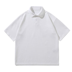 290G polo lourd Logo personnalisé Designer hommes lâche blanc goutte épaule décontracté Premium polo t-shirt pour hommes - Product Image 3