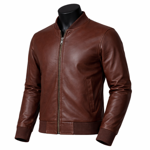 Chaqueta de Cuero Genuino, Corte Ajustado, para Primavera y Otoño, Chaqueta de Cuero de Moda, Chaqueta de Cuero Clásica para Hombre - Product Image 3