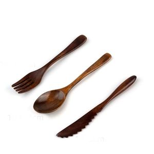 Wooden Cutlery Wood Spoon <b>Fork</b> Cutlery Set Wooden Dinnerware Set Kids Catering <b>Fork</b> Spoon Dinner <b>Fork</b> <b>Dessert</b> Soup Spoon - Product Image 1