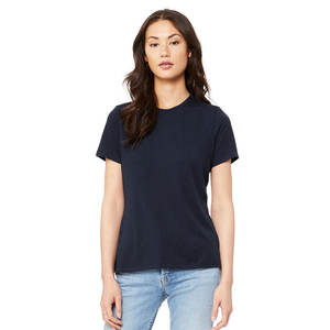 Camiseta lisa de algodón azul marino transpirable para mujer - Product Image 1