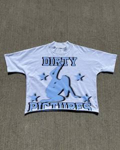 Y2K Streetwear personalizado DTG estampado Drop Shoulder Boxy Tee Heavyweight 300 GSM 100% algodón recortado Boxy hombres camisetas hombres moda - Product Image 6