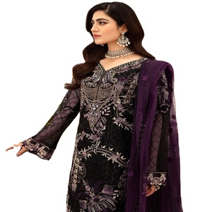 ชุดเดรสผ้าออร์แกนซ่าอนาลกาลีปัก3ชิ้นชุดแต่งงานและส่าหรีสไตล์อินเดียสำหรับงานปาร์ตี้ - Product Image 1