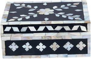 White Bone Inlay Jewelry <b>Box</b> Handmade Floral Design Bone Inlay Jewelry Case with <b>Soft</b> Interior for Rings for women storage <b>box</b> - Product Image 4