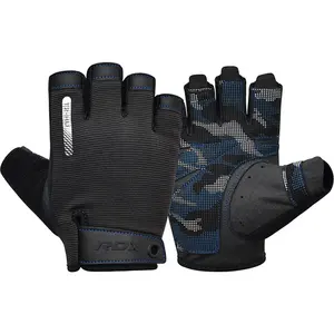 Alta calidad personalizable medio dedo azul gimnasio guantes venta al por mayor equipo de entrenamiento para el levantamiento de pesas Powerlifting Fitness entusiastas - Product Image 1
