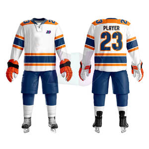Venta directa de fábrica, conjuntos de uniformes de hockey sobre hielo personalizables, tela transpirable que absorbe la humedad de poliéster 100%, ajuste elástico para - Product Image 1