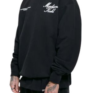 เสื้อสเวตเตอร์คอกลมคอกลมขนาดใหญ่สำหรับใส่สบายผ้าคอตตอนผ้าฟลีซสีดำสวมใส่สบาย - Product Image 6