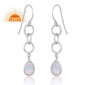 Superventas plata esterlina paladio plateado Natural Arco Iris Luna piedra preciosa pendiente joyería personalizada para mujer regalo para ella - Product Image 3