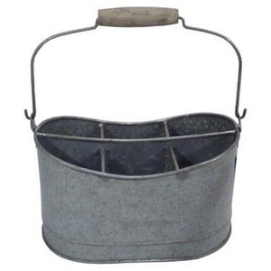Nouvel article Caddy en métal en fer brut fini avec une forme ovale pour la tenue et le service des couverts - Product Image 4