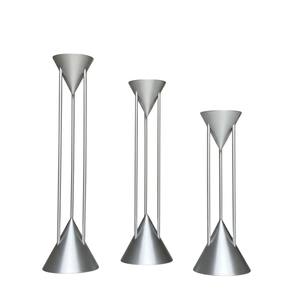 Juego de 3 Portavelas Cónicos Modernos de Metal Plateado, Elegantes Candelabros, Centro de Mesa para Decoración del Hogar, Cenas y Eventos - Product Image 5