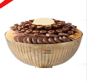 Cuenco para servir chocolate de acero inoxidable con acabado dorado decorativo para restaurante y bar de hotel - Product Image 1