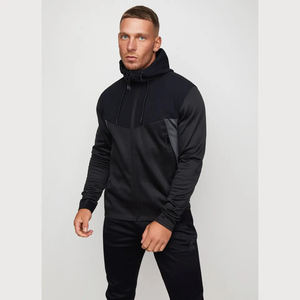 Ensemble de jogging deux pièces pour hommes OEM Sweat à capuche en coton imprimé avec ourlet brut et pantalon évasé avec survêtement à bord brut - Product Image 3