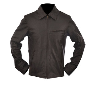 แจ็คเก็ตหนังแท้สำหรับผู้ชายดีไซน์อินเทรนด์กันลมใส่สบายเหมาะพอดี - Product Image 1