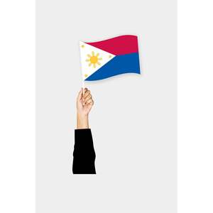 Drapeau à main des Philippines imprimé numériquement en plastique et en soie pour l'assurance automobile, l'éducation et les agences de voyage - Product Image 1