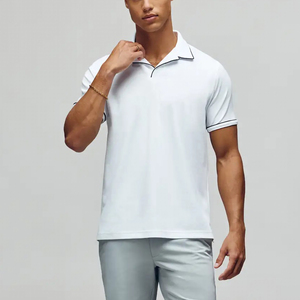 Nouveau arrivé 2025 100% coton hommes polo personnalisé 3D bouffée imprimé logo couleur blanche unie coupe régulière polo t-shirt pour hommes - Product Image 3