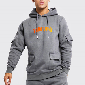 Sudadera con Capucha de Manga Larga para Hombre, 100% Algodón de Alta Calidad, Corte Regular, Bolsillos con Solapa Bordados, Estilo Vintage, Gruesa, Lisa, para Otoño - Product Image 4