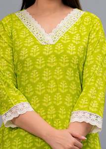 ชุดคุर्ติผ้าฝ้ายอินเดียลายชนเผ่าแบบปะติด พร้อมกางเกงและผ้าคลุมไหล่ผ้าฝ้าย ชุดสไตล์ฤดูร้อนสำหรับผู้หญิง - Product Image 6