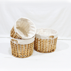 Artex Dong ชุดตะกร้าเก็บของผักตบชวาแบบเปิดโล่งพร้อมที่จับ (3ชิ้น) - Product Image 3