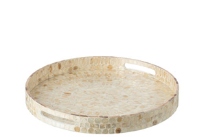 Plateau en nacre de haute qualité, plateau de service rond en coquille Capiz comme Table basse adapté à la Table à manger et aux vacances - Product Image 2