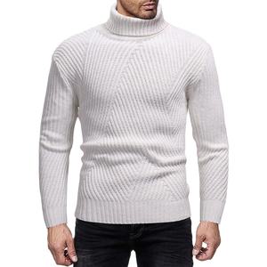 Pull-over solide en tricot à manches longues pour hommes, en tissu chaud et doux, en laine jacquard, pull décontracté pour hommes - Product Image 2