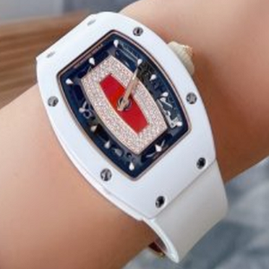 Utilisé par les célébrités Montres de luxe mécaniques à quartz originales diamant noir Richard Mile R M 07 01 Lèvres rouges en céramique blanche - Product Image 2