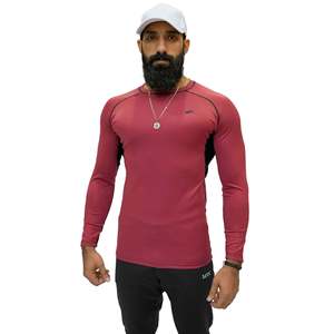 APEXAL GYM MAROON CAMISA DE COMPRESIÓN DE FIRMA DE MANGA COMPLETA Ropa de gimnasia - Product Image 1