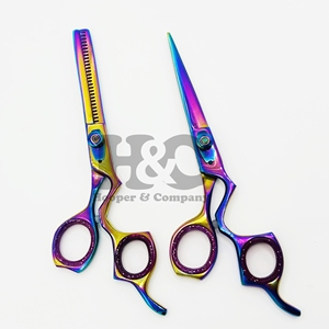 Ciseaux de coiffure de salon multi-usages professionnels avec poignée en caoutchouc durable Ciseaux de coupe de barbier pour la coupe de cheveux - Product Image 2