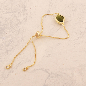 Healing jewelry moldavite gemstone bracelet prong setting handmade sliding pull through gold chain bracelet for <b>men</b> and women - Product Image 5