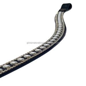 Último diseño, todas las formas, tamaños personalizados, cristales y perlas decorativas, banda de cejas de caballo de cuero hecha a mano, Fabricante Mayorista - Product Image 5