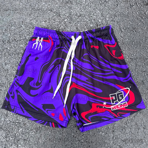 MOQ bajo Verano Sólido Impresión digital High Street Cintura elástica Secado rápido Tallas grandes Pantalones cortos de malla de baloncesto para hombres Fabricante - Product Image 6