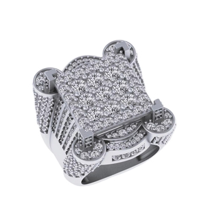 Iced ra rắn 925 Sterling gốc Bạc Mens moissanite lớn nặng vuông tuyên bố Pinky hip hop Bling kim cương tốt Nhẫn - Product Image 1
