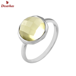 Elegant 925 Sterling Silver Lemon <b>Quartz</b> <b>Ring</b> High Quality Natural Gemstone Bezel Setting Wholesome Diamond Classic Wedding - Product Image 1