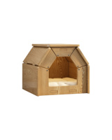Maison pour chat en bois massif avec coussin moelleux - Lit d'intérieur luxueux et confortable pour chats