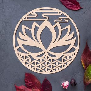 Décoration murale en bois, grille de cristal, géométrie sacrée, découpe au laser - Product Image 2