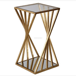 Table d'appoint en fer forgé de haute qualité avec table basse gigogne en verre noir pour meubles de maison pour salon chambre à coucher - Product Image 6