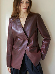 Chaqueta de cuero para mujer, chaqueta de cuero de vaca auténtica de piel de cordero a la moda para mujer - Product Image 6