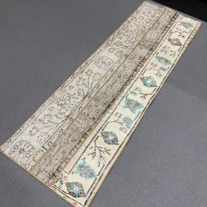 1.7x5.6 ft Rug, Vintage Turkish Rug, <b>Brown</b> <b>Wool</b> Rug - Product Image 5