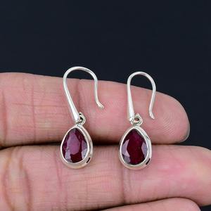 Boucles d'oreilles pendantes en argent sterling 925 de style bohème fait à la main avec rubis bijoux tendance pour femmes cadeau de fête - Product Image 3