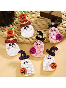 Pendientes de Halloween Hechos a Mano con Cuentas, Ligeros y Cómodos para Uso Diario, con Diseño de Fantasma, Murciélago, Calabaza, Dulce y Maíz - Product Image 4