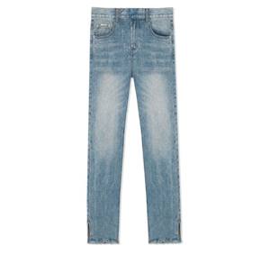 Wholesale Custom 100% Cotton Oxford Denim Pants Breathable Straight <b>Jean</b> Embroidery Patch Loose Baggy Street Style <b>Elastic</b> <b>Waist</b> - Product Image 3