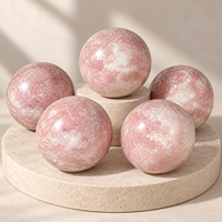 Sphère d'Opale Rose Polie, Boule de Cristal avec de Magnifiques Motifs Roses et Blancs pour la Décoration Intérieure, la Méditation et la Collection de Cristaux