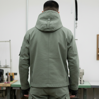 Survêtement tactique personnalisé pour homme en coton épais, écologique, délavé à l'acide, style vintage, avec doublure polaire unie et imprimé